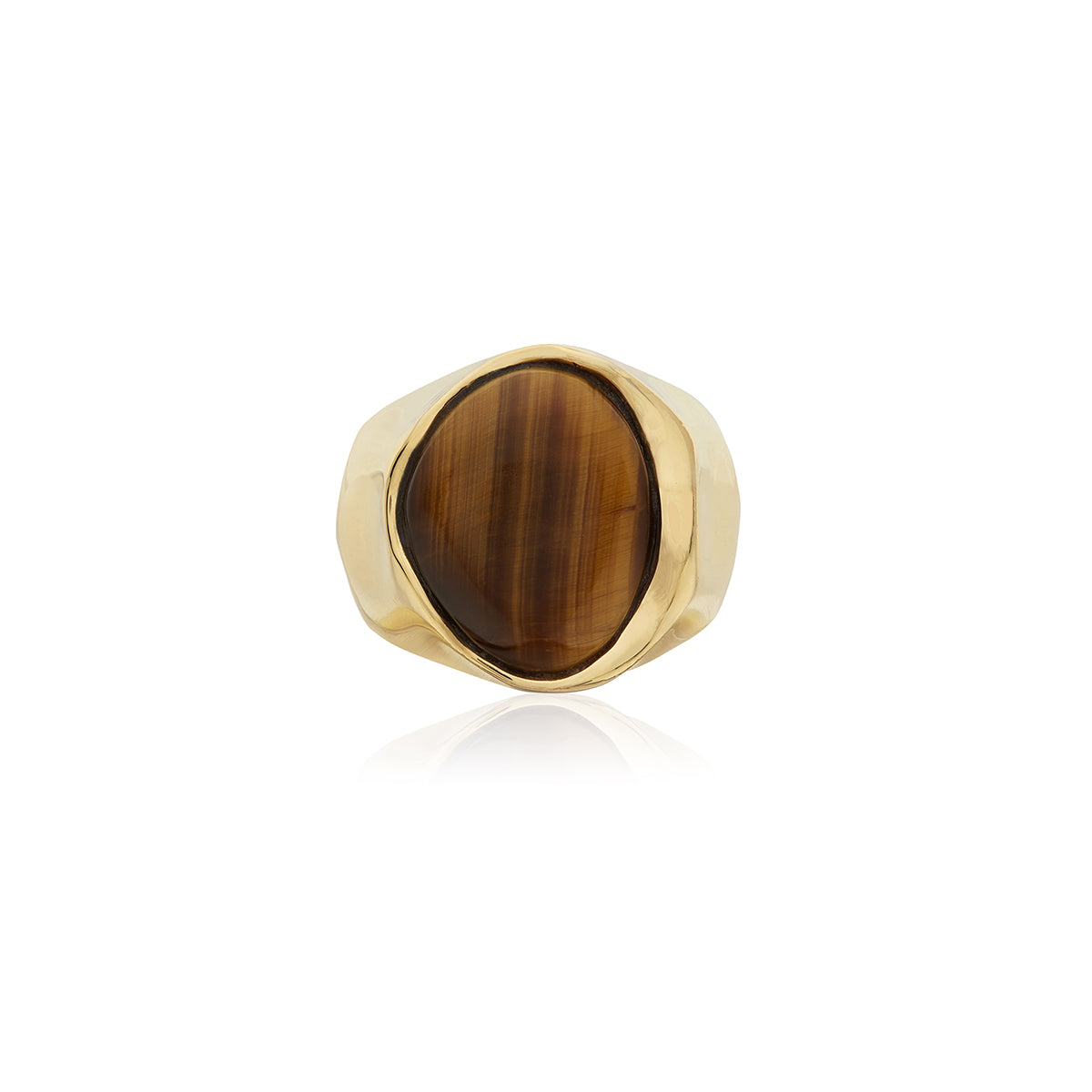 Men's Gold Signet Ring with Brown Tiger Eye