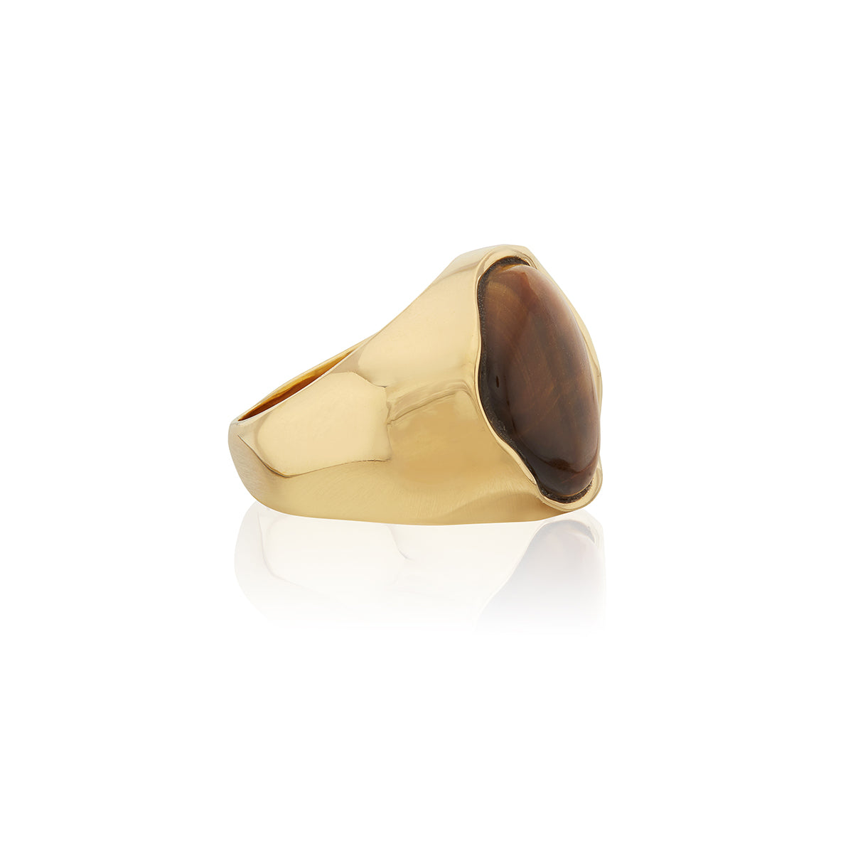 Large Asymmetrical Tiger's Eye Signet Ring