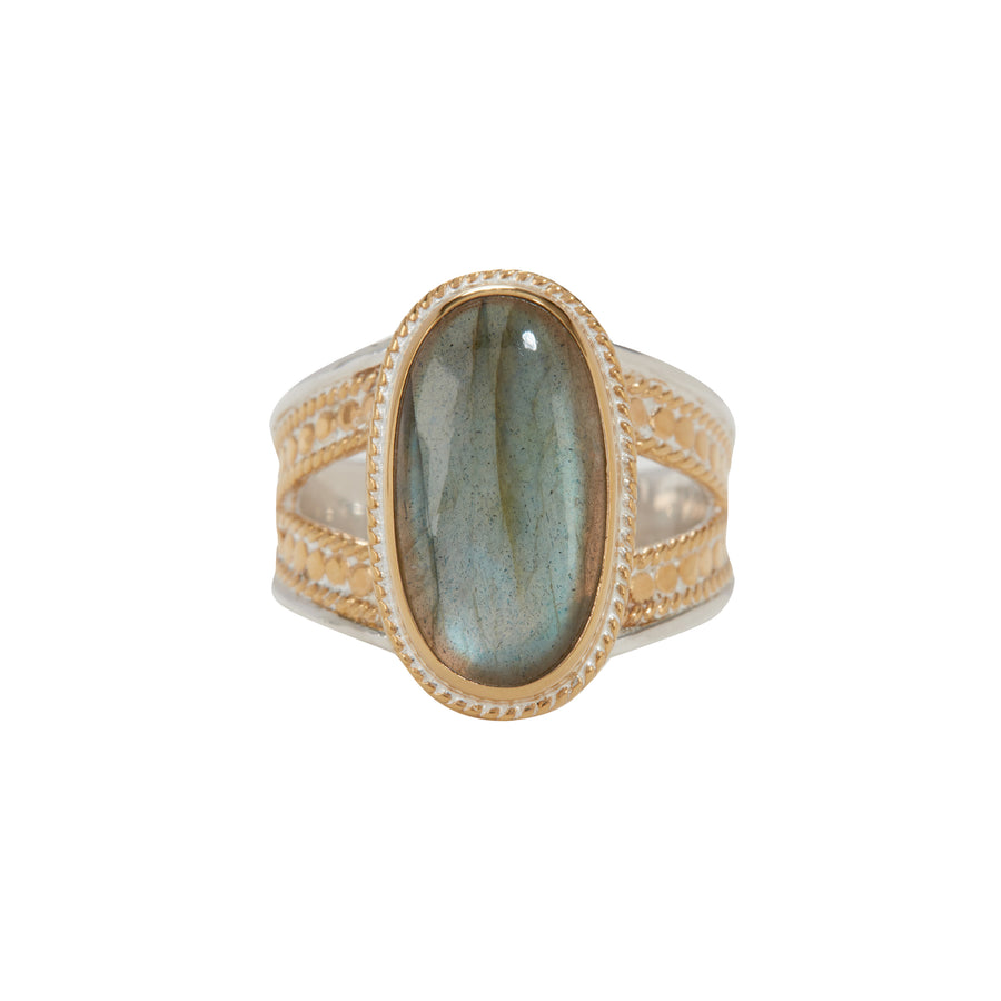 Labradorite Oval Split-Side Ring - Gold