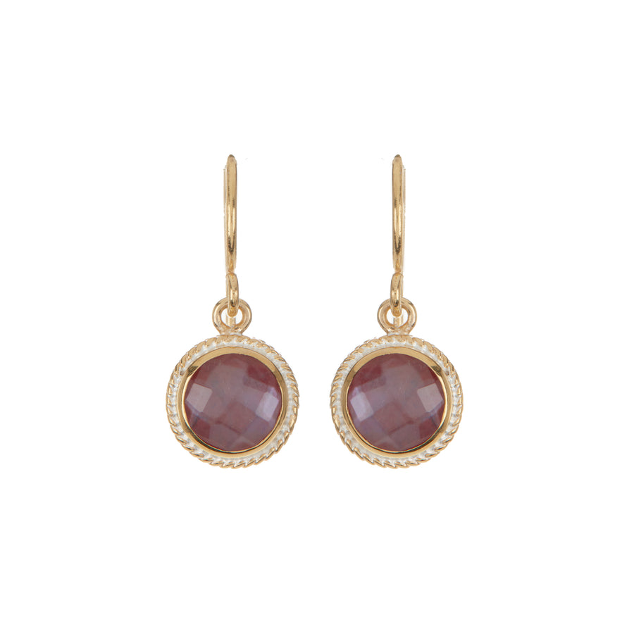 Red Garnet Circle Drop Earrings