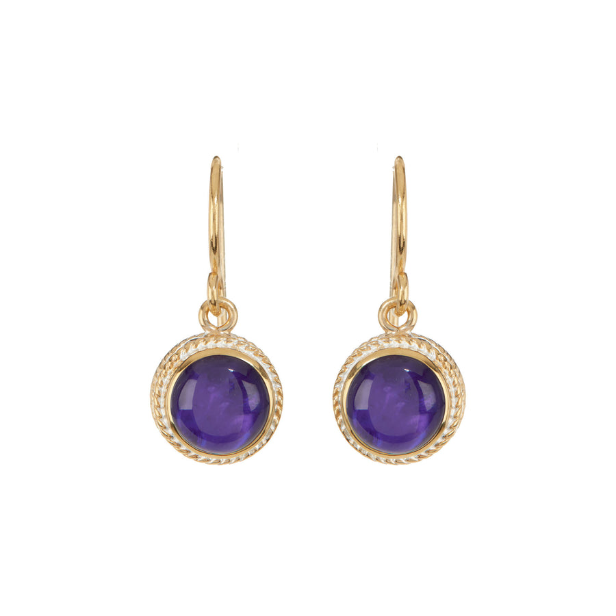 Purple Quartz Circle Drop Earrings