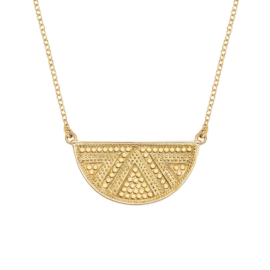 Reversible Half Moon Pendant Necklace - Gold