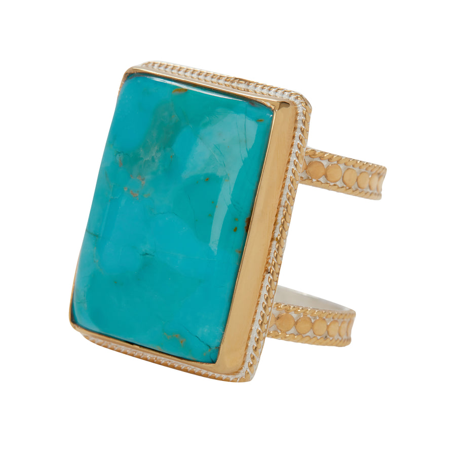 Large Turquoise Rectangular Cocktail Ring