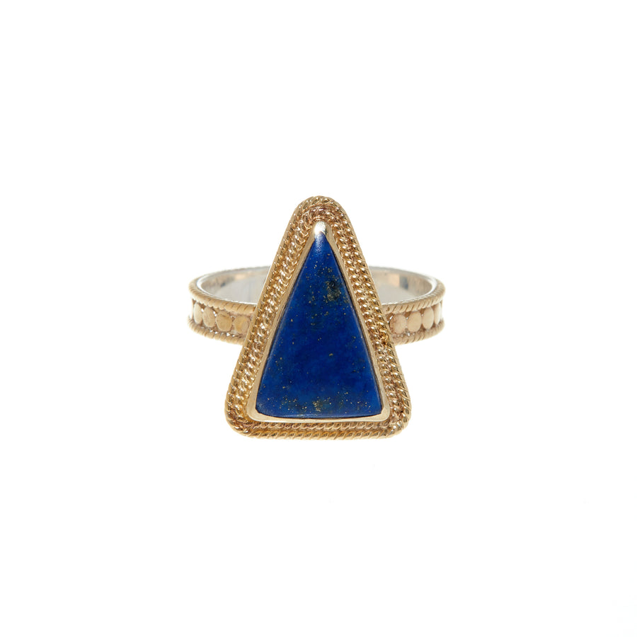 Lapis Triangle Cocktail Ring