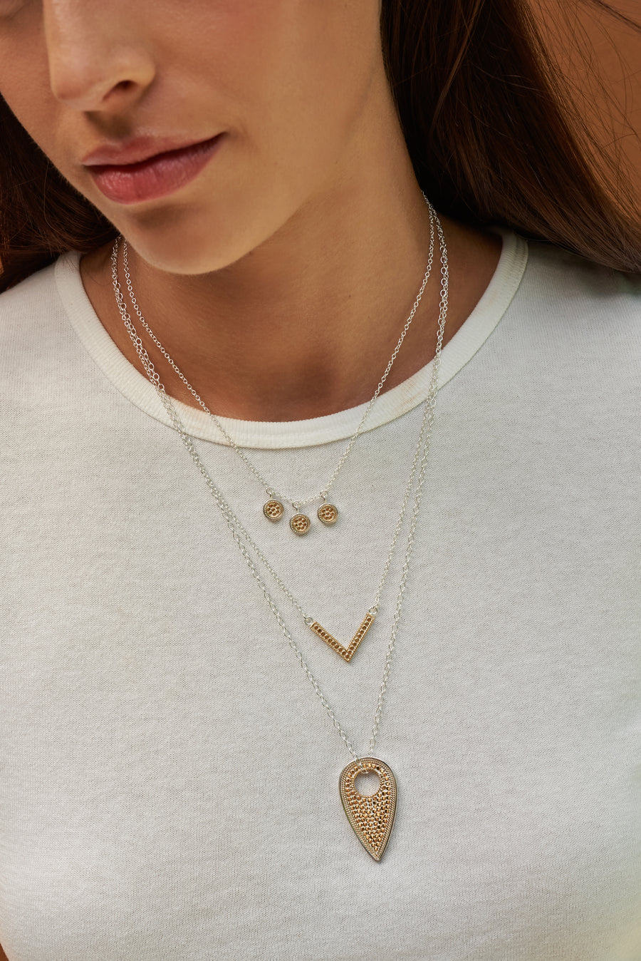 V - Necklace - Gold and Silver 