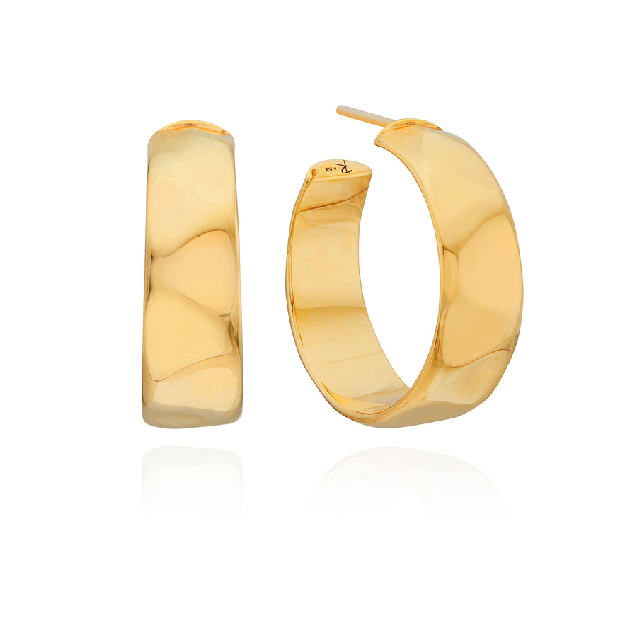 Medium Wavy Hoop Earrings - Gold