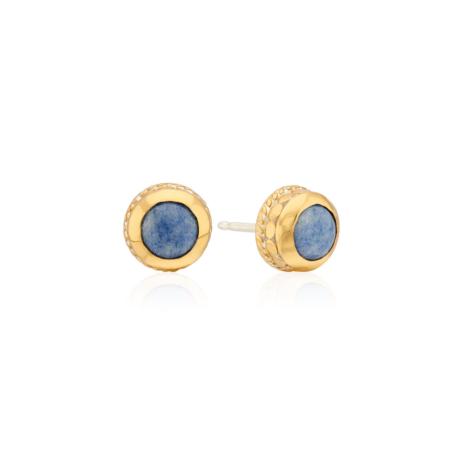 Dumortierite Stud Earrings - Gold