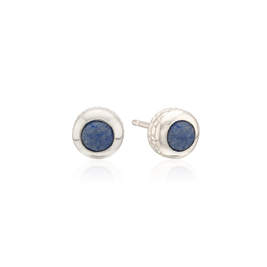 Dumortierite Stud Earrings - Silver