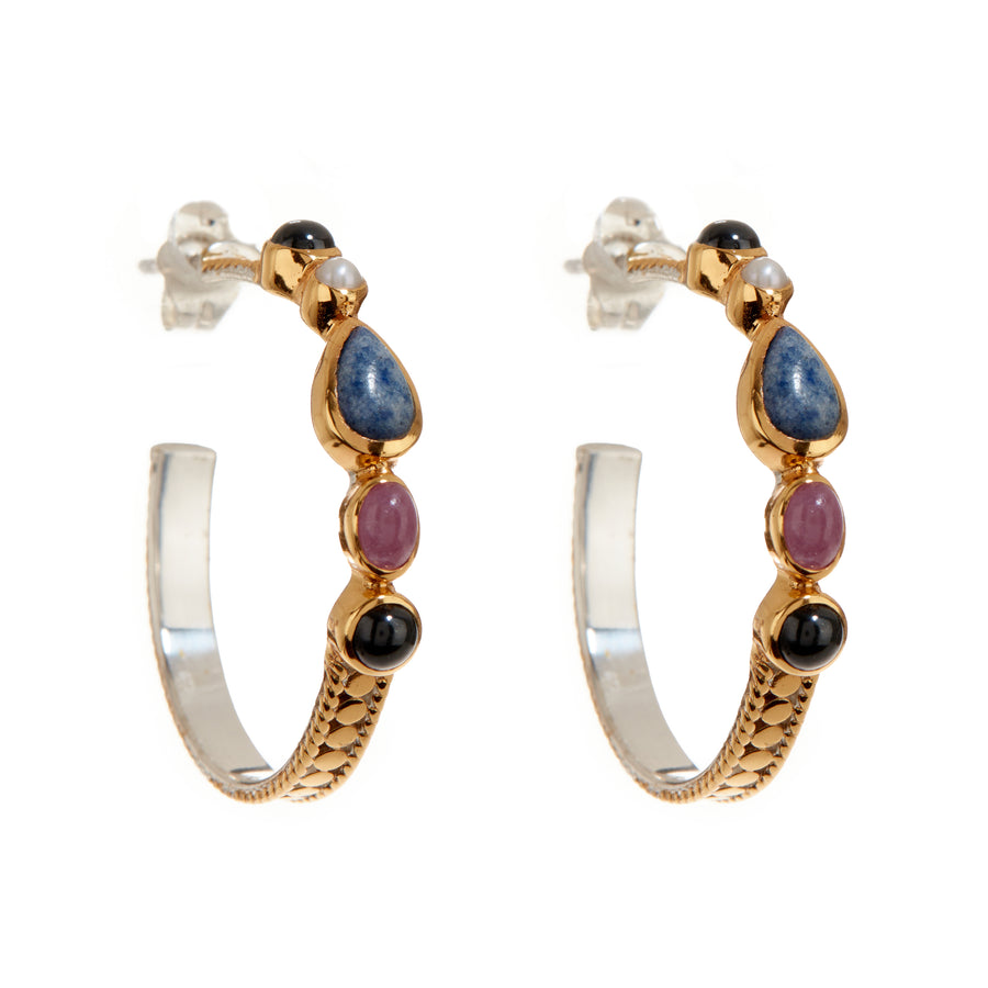 Multi-Stone Hoop Earrings