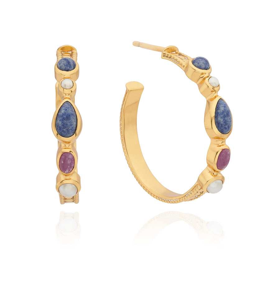 Multi-Stone Hoop Earrings