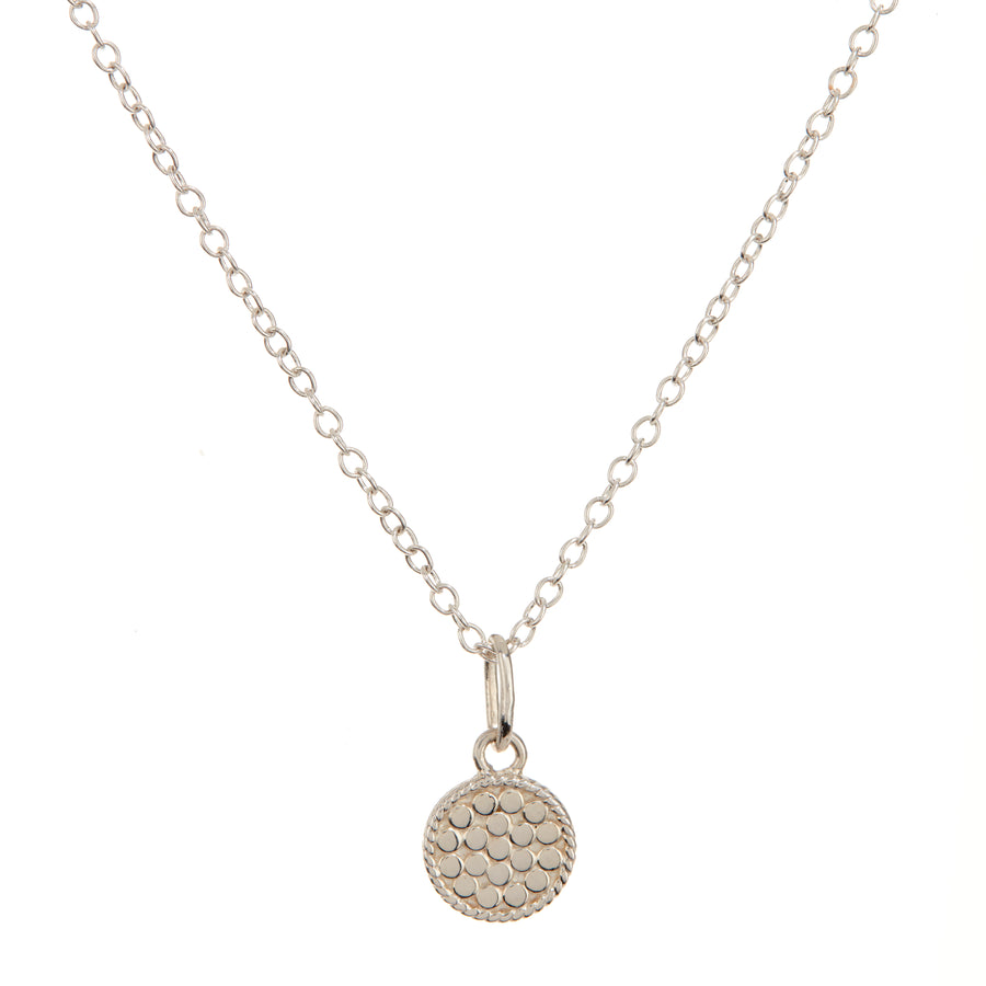 Small Engravable Circle Charm Necklace - Silver