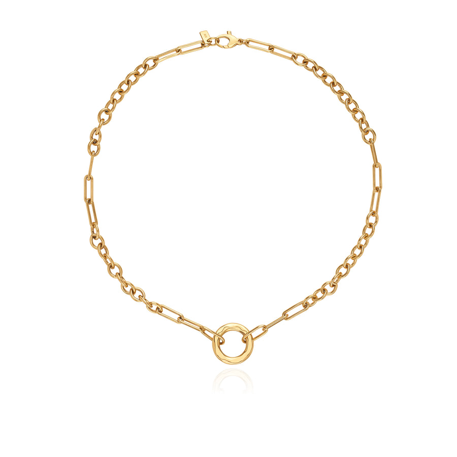 Wavy Open O Chain Necklace - Gold