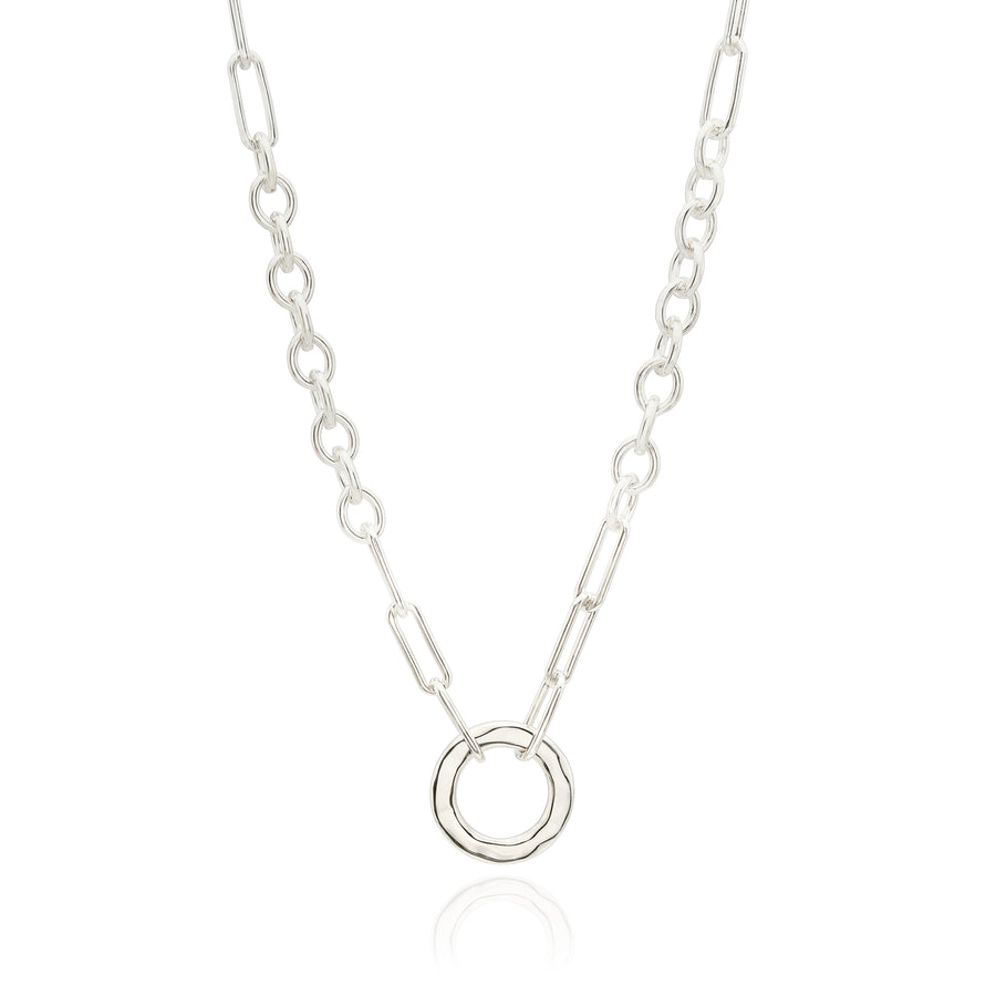 Wavy Open O Chain Necklace - Silver