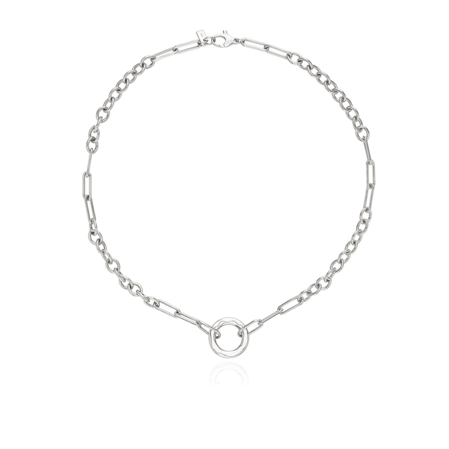 Wavy Open O Chain Necklace - Silver