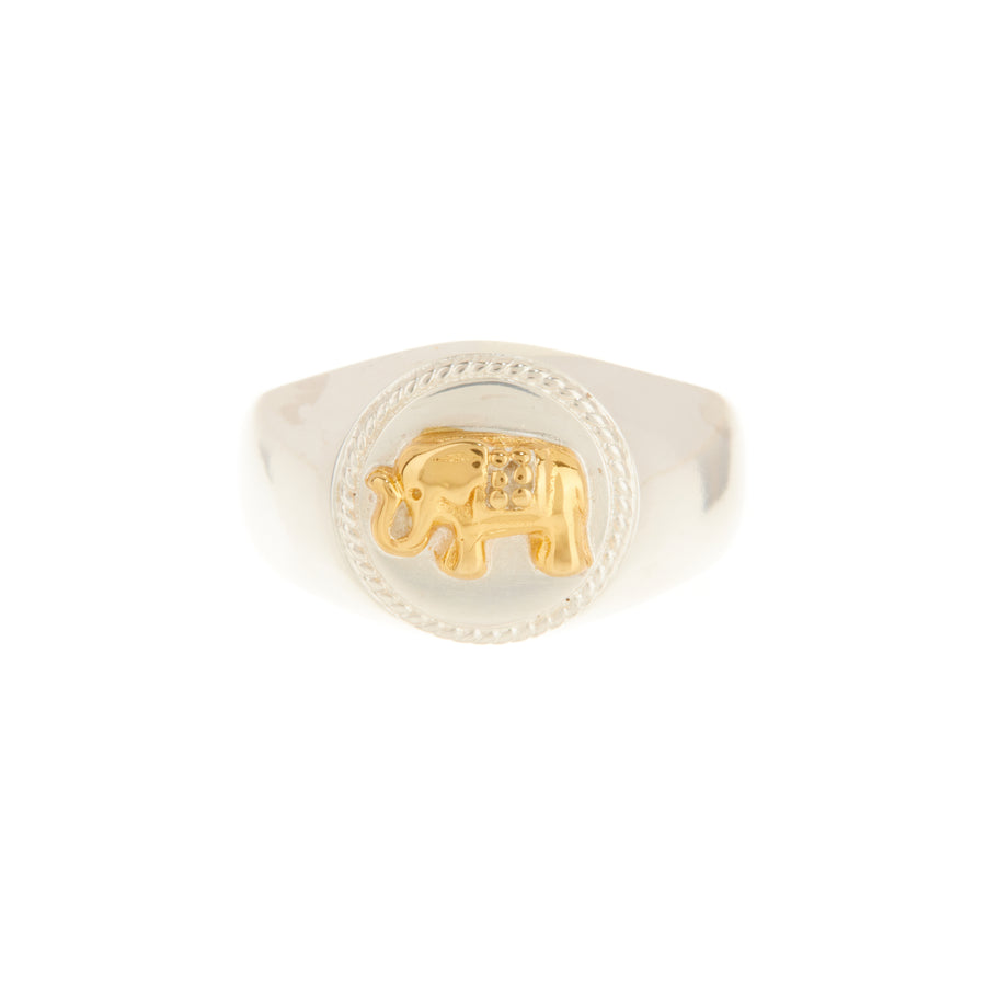 Elephant Signet Ring-Gold & Silver