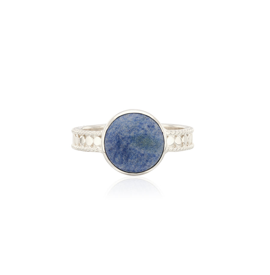 Medium Dumortierite Stacking Ring - Silver