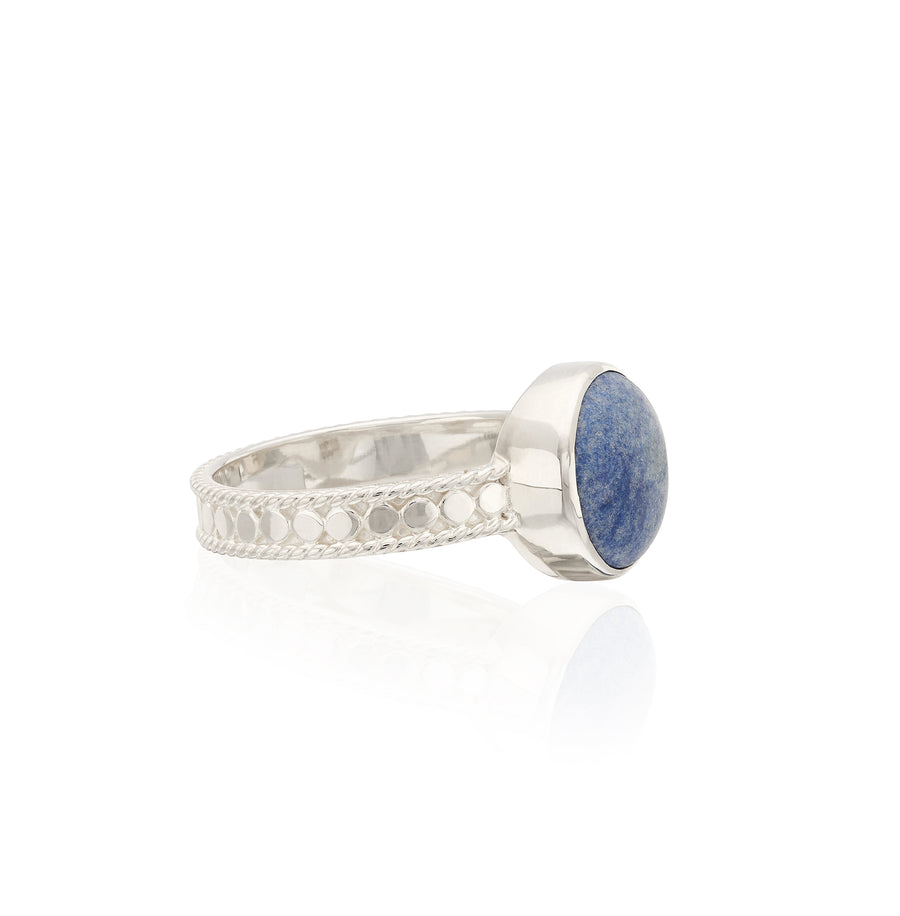 Medium Dumortierite Stacking Ring - Silver