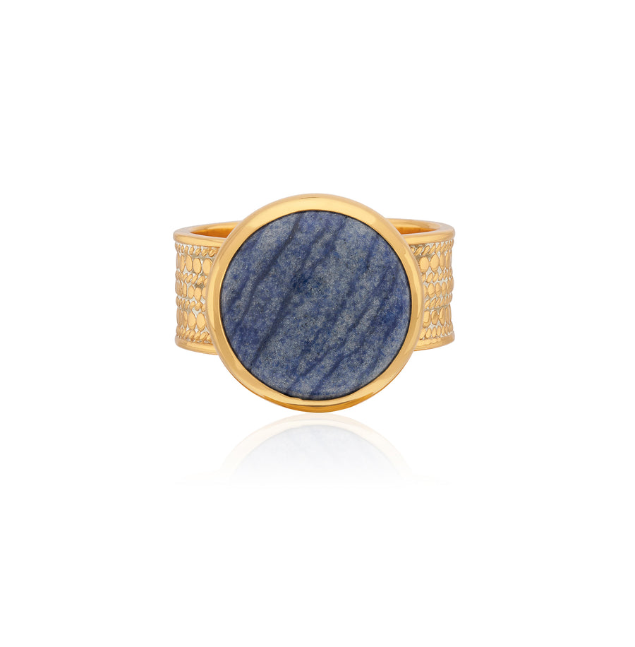 Large Dumortierite Cocktail Ring - Gold