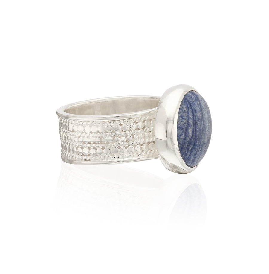 Large Dumortierite Cocktail Ring - Silver