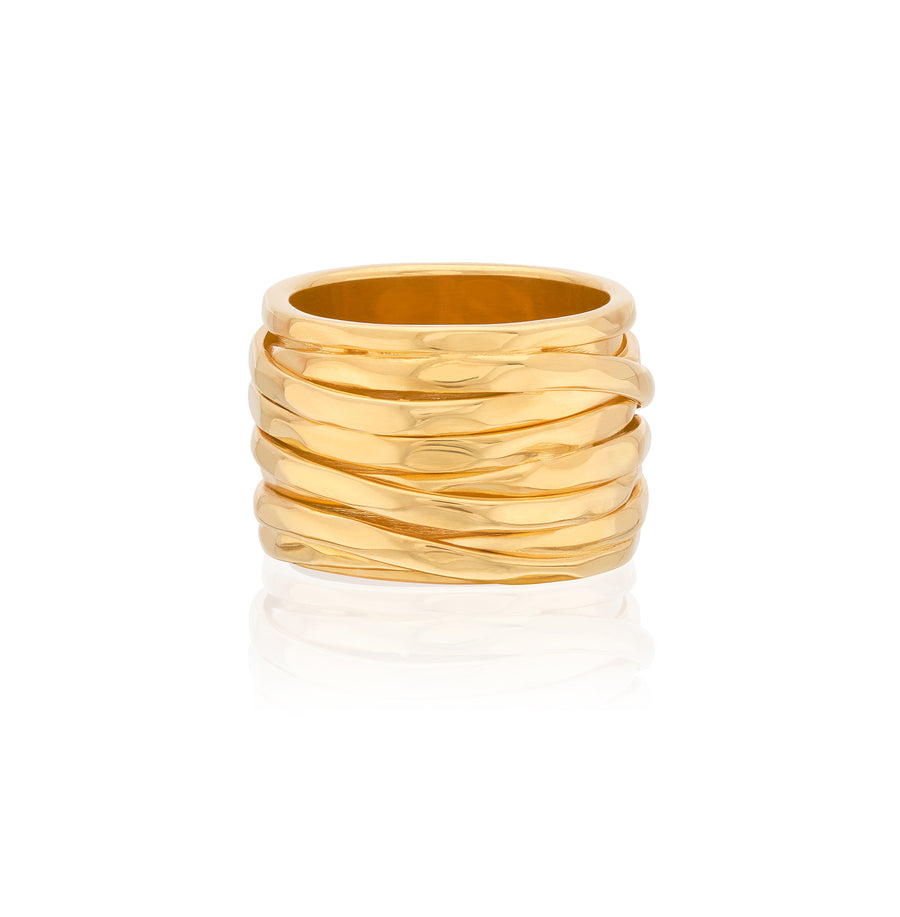 Wavy Twist Band Ring - Gold