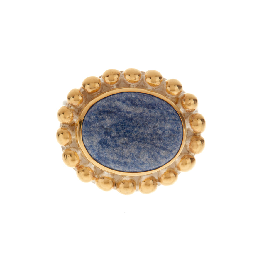 Oval Dumortierite Scalloped Cocktail Ring