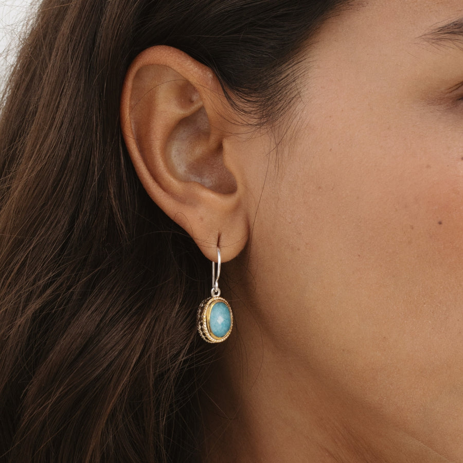 Blue Quartz Oval Drop Earrings