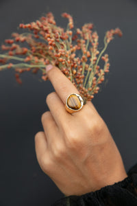 Large Asymmetrical Tiger's Eye Signet Ring | Handmade Jewelry