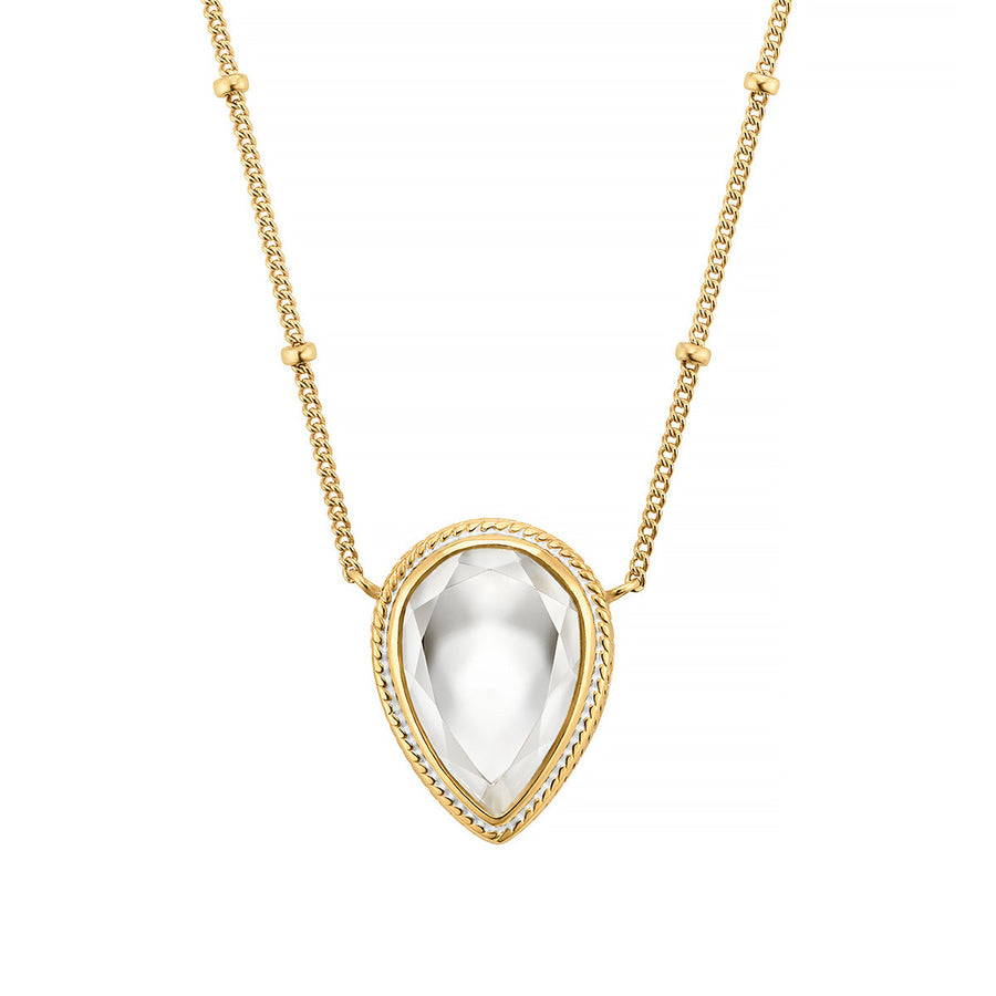 Crystal Drop Pendant Necklace 16-18" - Gold