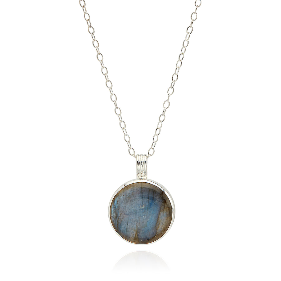 Large Labradorite Pendant Necklace - Silver