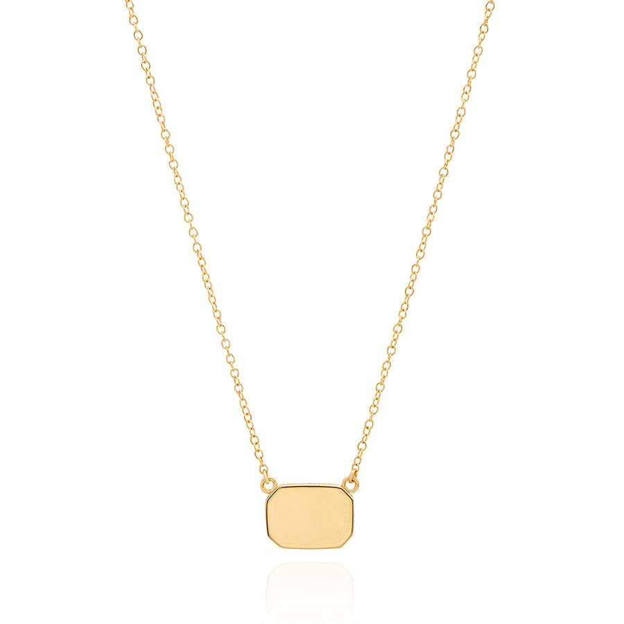 Small Black Onyx Rectangle Necklace - Gold